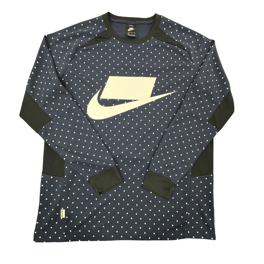 Nike Mens Sportswear Polka Dot Long Sleeve Top Navy Blue 930325-451 M